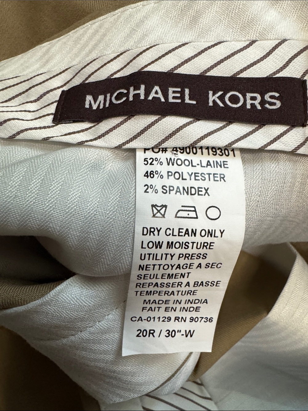 Michael Kors Khaki Flat-Front Chinos - Light Tan - Picture 3 of 5